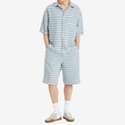 Nahmias Men's Plaid Cropped Short Sleeve Shirt in Steel Blue Plaid