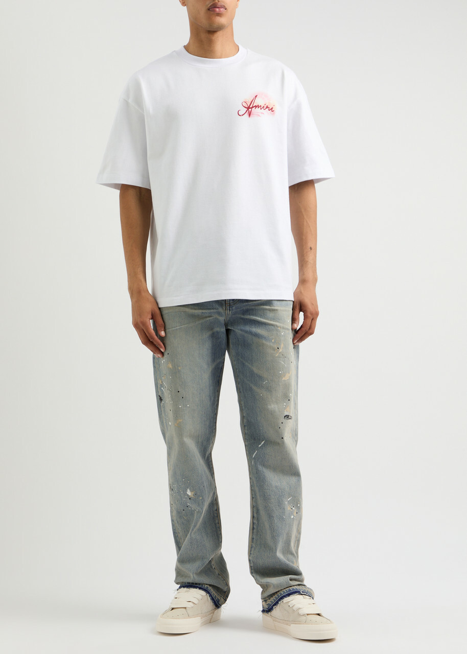 【大人気】AMIRI Painter ストレートジーンズ Amiri Painter Distressed Straight-leg Jeans Blue Amiri