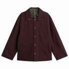 Maison Margiela Men's Reversible Short Parka Jacket in Military/Burgundy Check