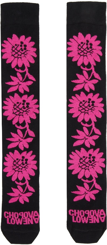 Photo: Chopova Lowena Black & Pink Sunflower Socks