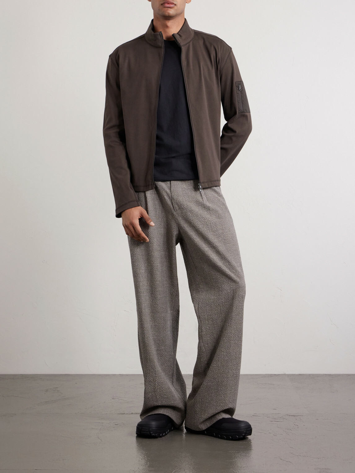 Amomento - Cotton Zip-Up Sweater - Brown