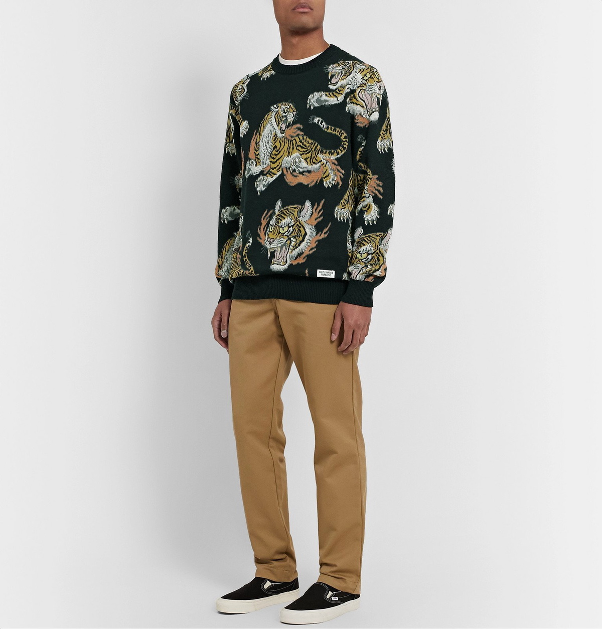 Wacko Maria - Tim Lehi Tiger Cotton-Jacquard Sweater - Black Wacko