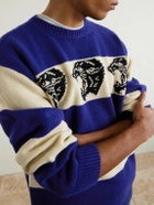 Valentino Garavani - Striped Jacquard-Knit Wool Sweater - Blue