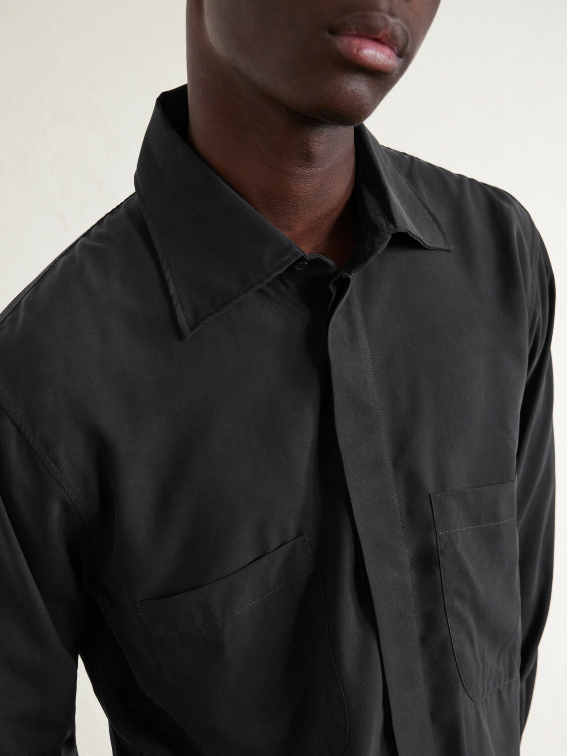 Saman Amel - Silk Overshirt - Black