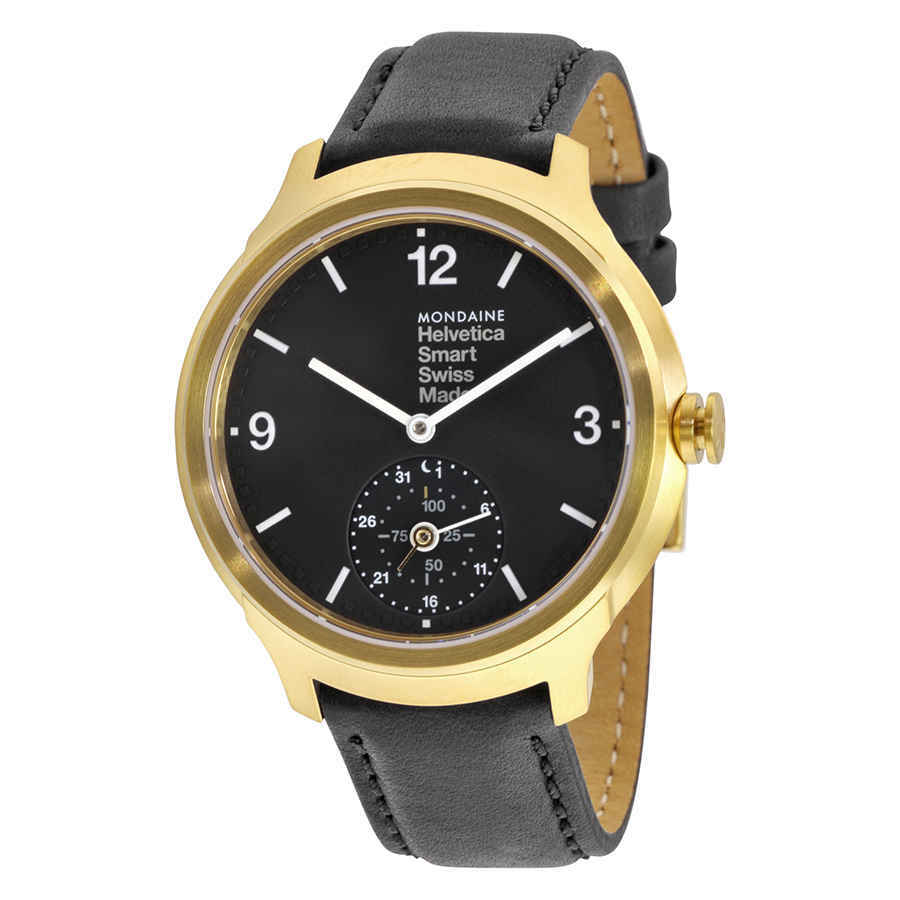 Mondaine Helvetica No 1 Bold Smart Black Dial Black Leather Mens Watch MH1B2S20LB