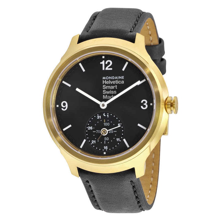 Photo: Mondaine Helvetica No 1 Bold Smart Black Dial Black Leather Mens Watch MH1B2S20LB