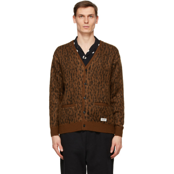 WACKO MARIA Brown Mohair Leopard Cardigan Wacko Maria