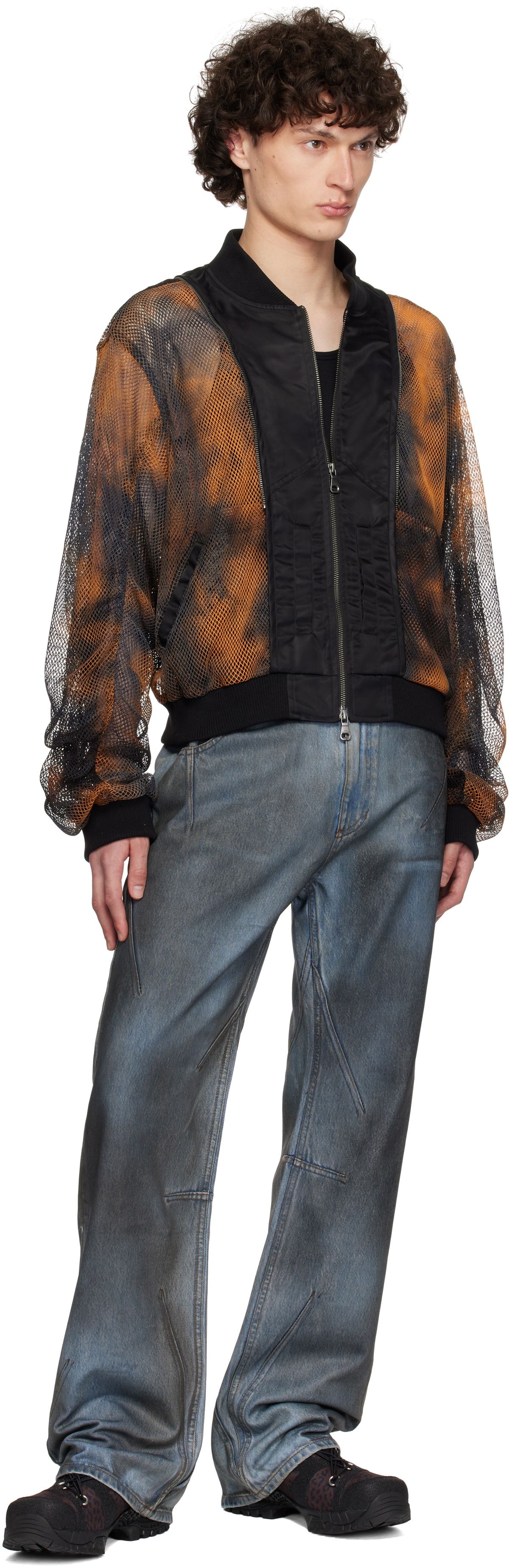 【Andersson Bell】 DIRTY SPRAY WASHED WIDE LEG JEANS ANDERSSON BELL Dirty Spray Washed Wide Leg Jeans in Blue for