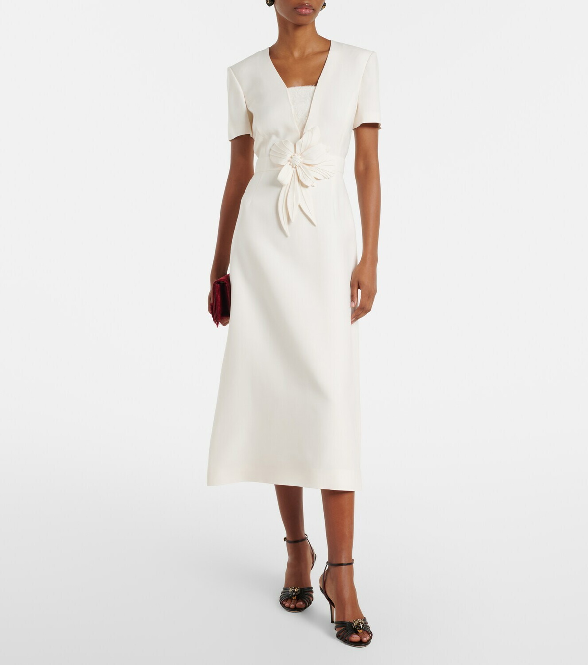 Valentino Crepe Couture floral-appliqué midi dress