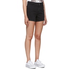 MSGM Black Washed Denim Micro Logo Shorts