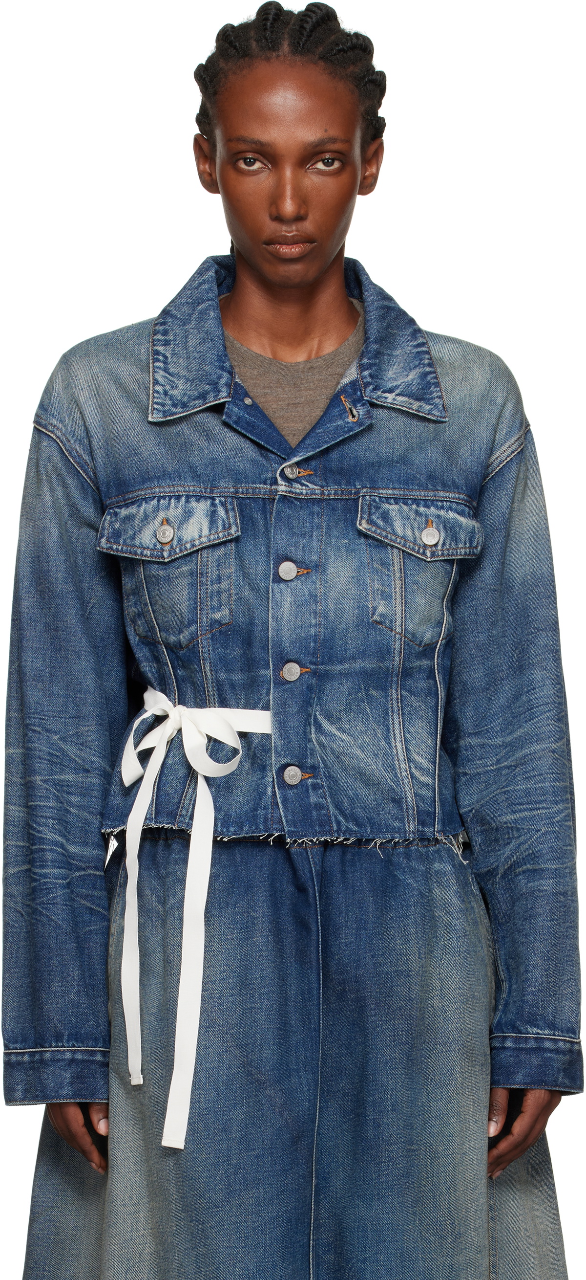 MM6 Maison Margiela Black Faded Denim Jacket MM6 Maison Margiela