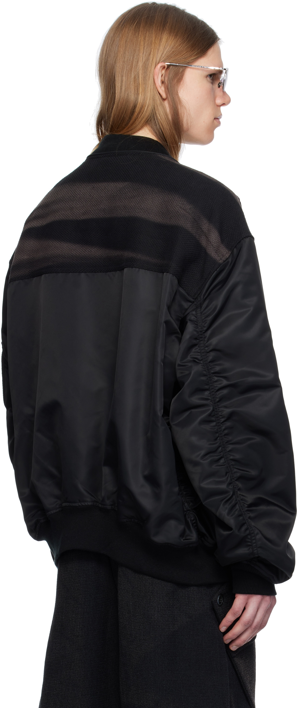 JiyongKim Black Sun-Bleached Flight Bomber Jacket JiyongKim