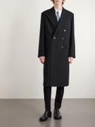 Dries Van Noten - Double-Breasted Herringbone Cotton and Wool-Blend Coat - Black