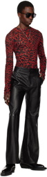 LU'U DAN Red & Black Psychedelic Leopard Long Sleeve T-Shirt