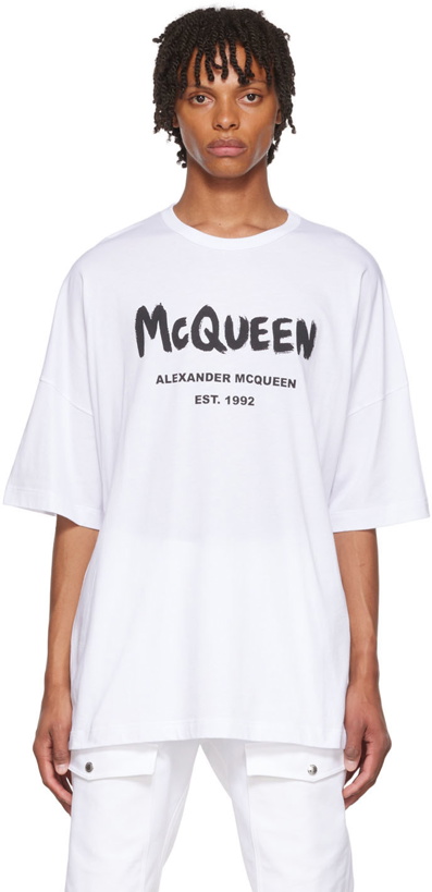 Photo: Alexander McQueen White Graffiti T-Shirt