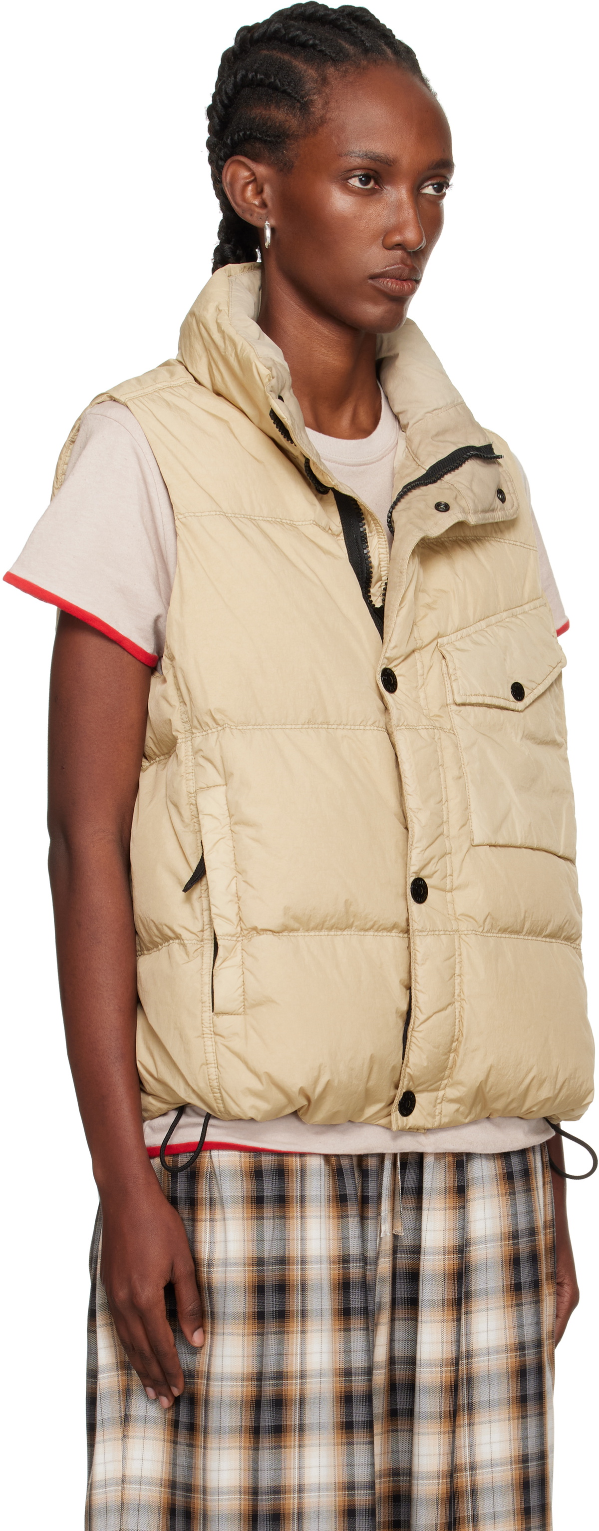 Stone Island Beige G100003 Crinkle Reps Recycled Nylon Down Vest