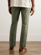 NN07 - Theo 1454 Tapered Linen Trousers - Green