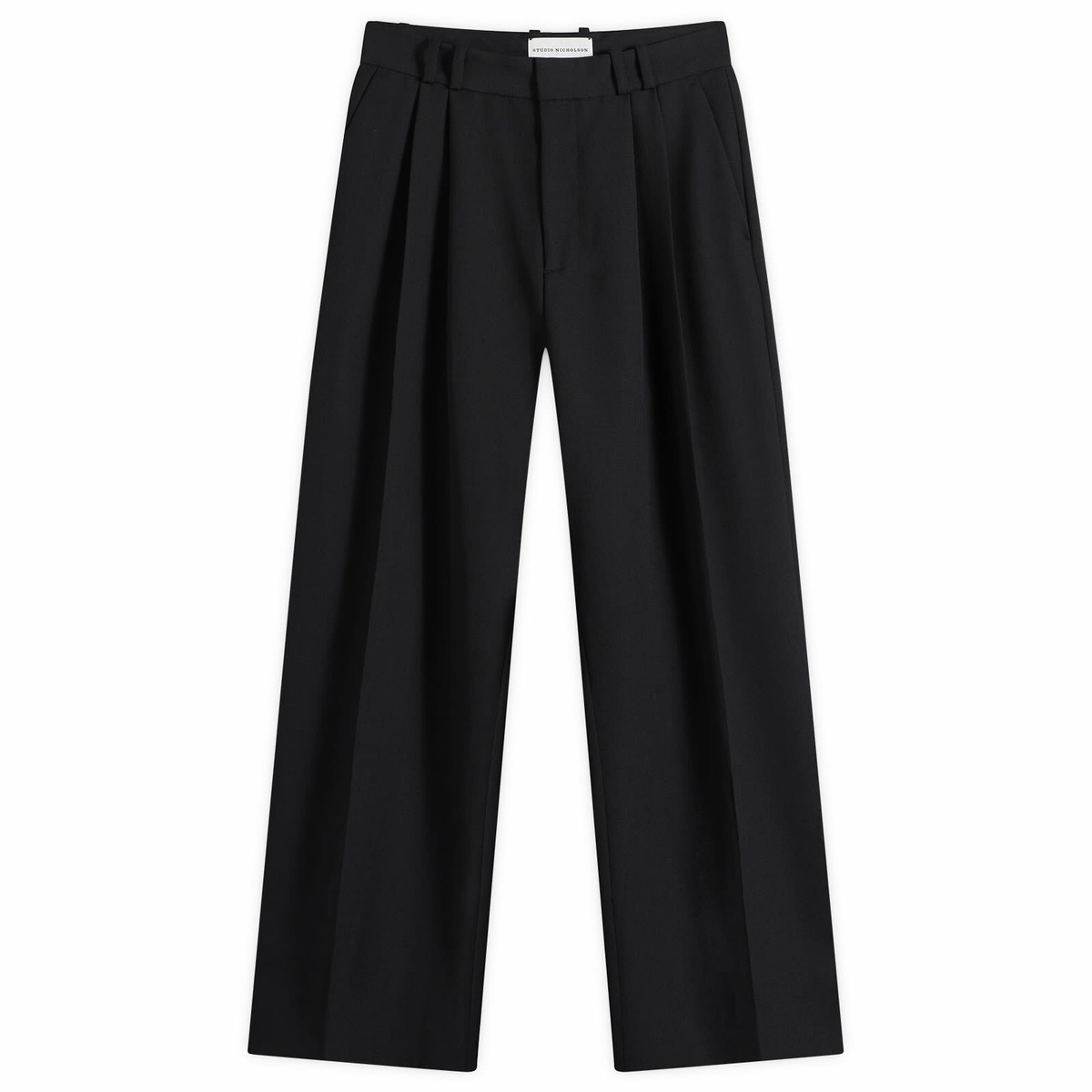 Studio Nicholson Men's Line Tech Wool Pleated Trouser in Black