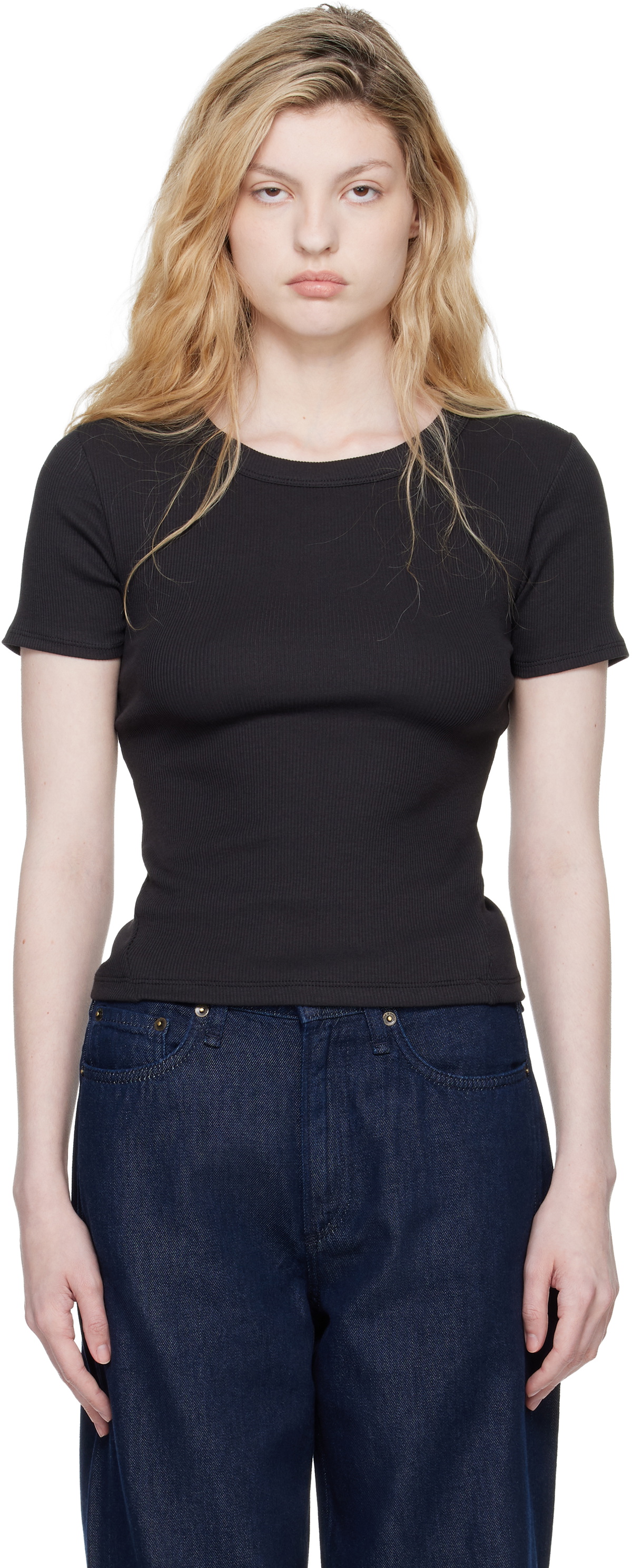 rag & bone Black 'The Essential Ribbed' T-shirt