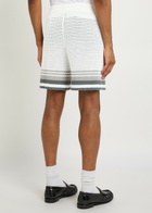 Casablanca Logo-appliquéd Crochet-knit Cotton Shorts White And Grey