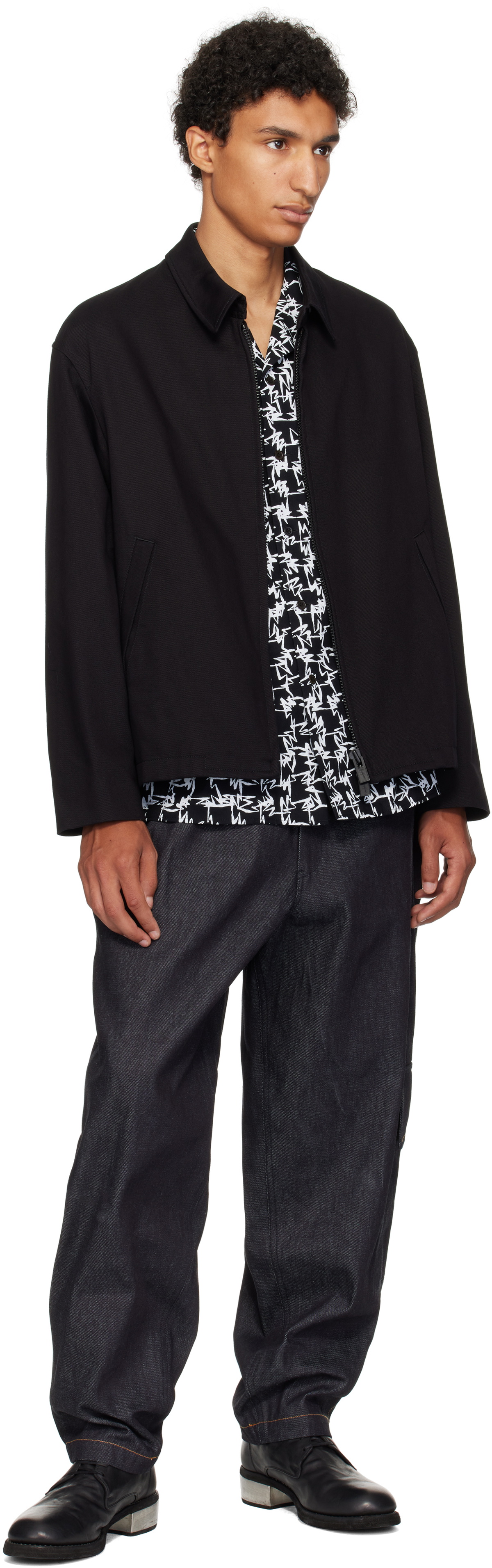Y's For Men Black Katsuragi Zip Blouson Jacket