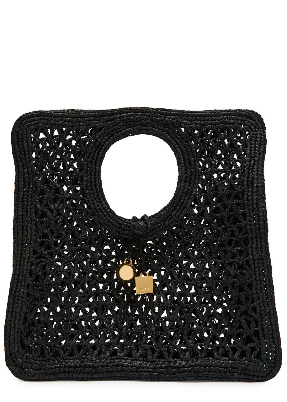 Jacquemus Le Petit Carre Spiaggia Raffia Tote bag - Black - One Size