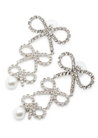 Self-portrait Bow Crystal-embellished Silver-plated Drop Earrings - One Size