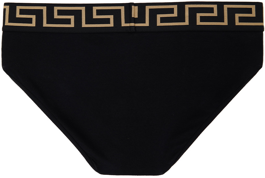Versace Underwear Two-Pack Black Greca Border Briefs Versace Underwear