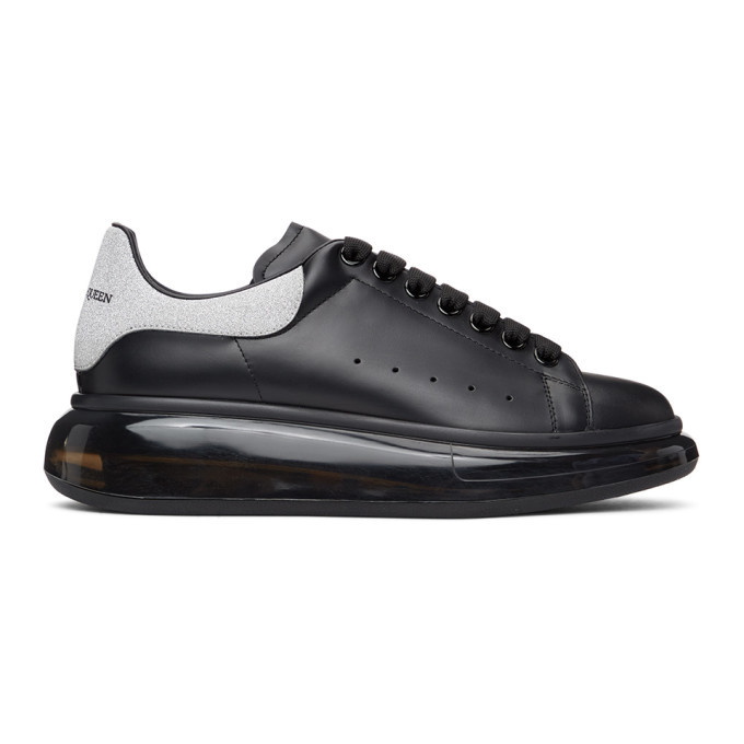 Photo: Alexander McQueen SSENSE Exclusive Black and Silver Glitter Oversized Sneakers