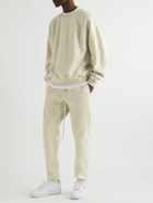 FEAR OF GOD ESSENTIALS - Slim-Fit Tapered Logo-Flocked Cotton-Blend Jersey Sweatpants - Gray