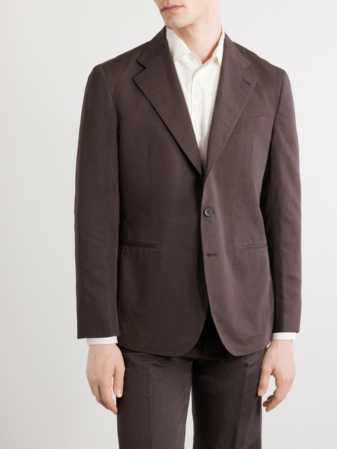 J. Mueser - Cotton and Linen-Blend Suit Jacket - Brown