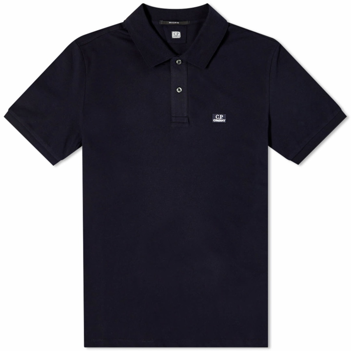 Photo: C.P. Company Men's Patch Logo Polo Shirt in Total Eclipse