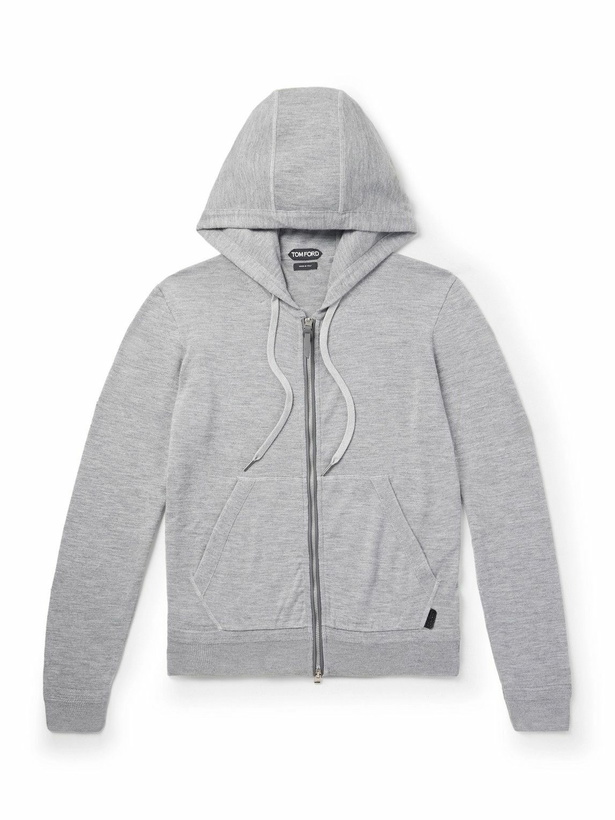 Photo: TOM FORD - Cashmere and Silk-Blend Zip-Up Hoodie - Gray