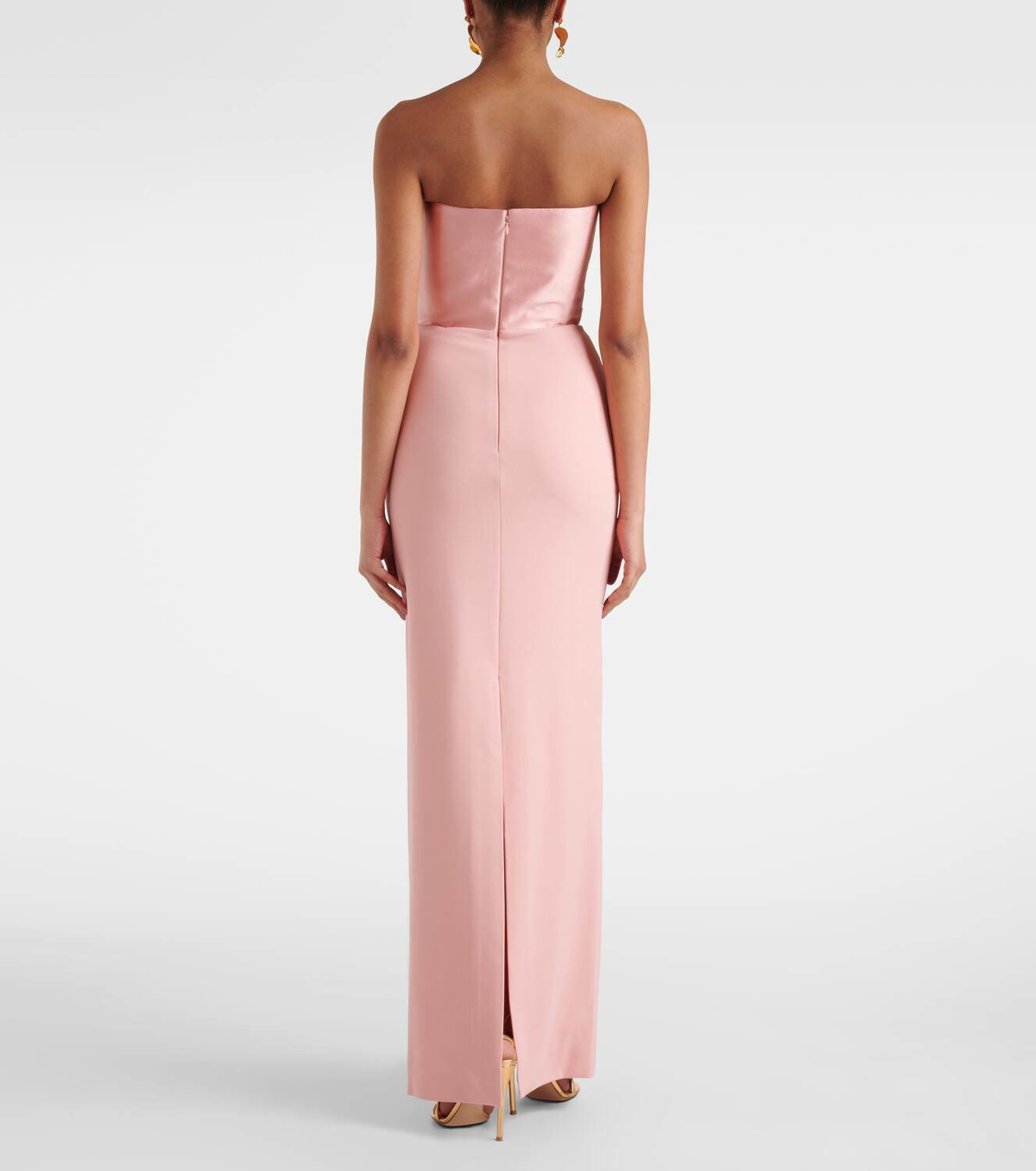 Solace London Afra crêpe and satin bustier gown