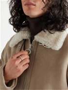 AMI PARIS - Shearling-Lined Suede Jacket - Neutrals