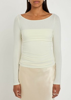 Reformation Julian Ruched Stretch-knit top Ivory
