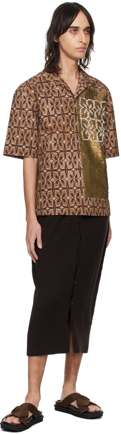 Dries Van Noten Brown Buttoned Skirt