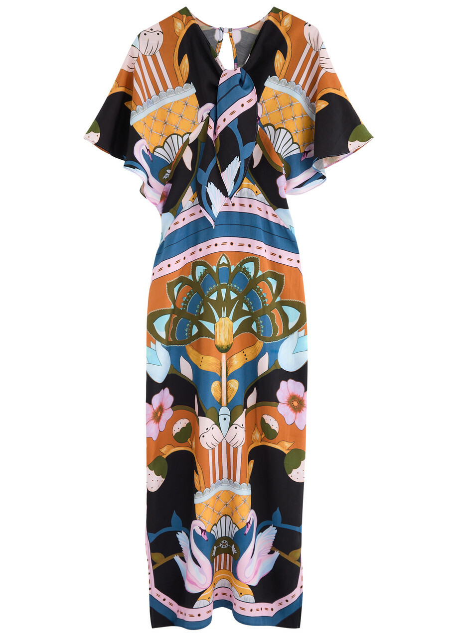 Lug Von Siga Marina Printed Satin Midi Dress Multicoloured