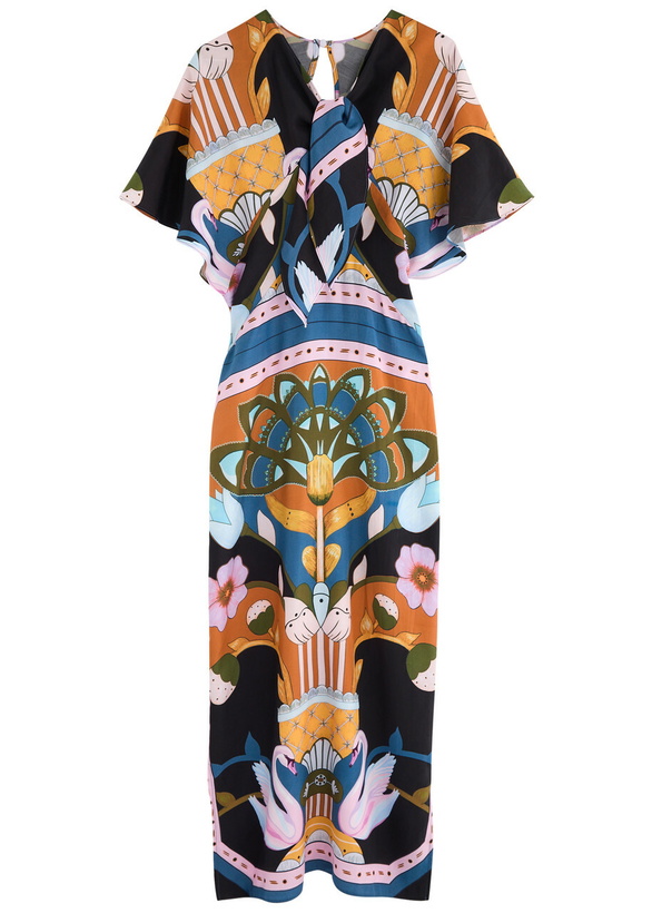 Photo: Lug Von Siga Marina Printed Satin Midi Dress Multicoloured