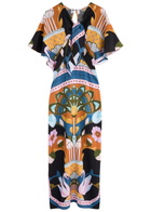 Lug Von Siga Marina Printed Satin Midi Dress Multicoloured