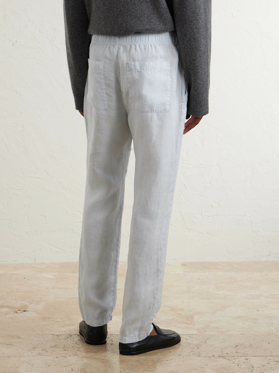 James Perse - Straight-Leg Garment-Dyed Linen Drawstring Trousers - Blue