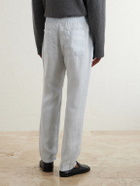 James Perse - Straight-Leg Garment-Dyed Linen Drawstring Trousers - Blue