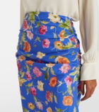 Carolina Herrera Floral ruched cotton-blend midi skirt