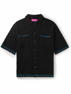 The Elder Statesman - Embroidered Cashmere and Cotton-Blend Shirt - Black