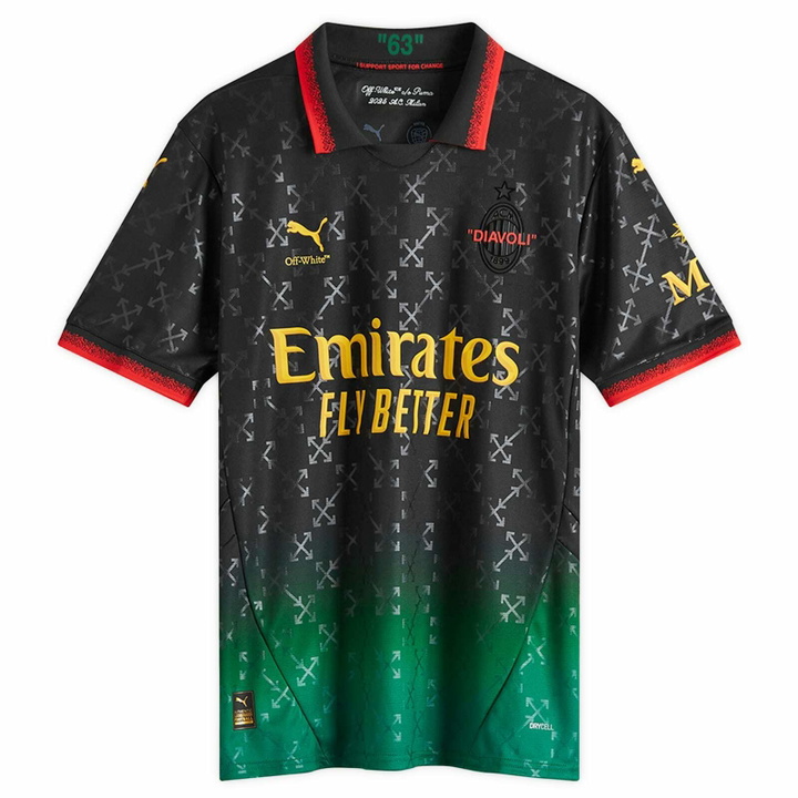 Photo: Puma x AC Milan x Off-White Jersey in Black/Power Green