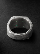 The Ouze - Sterling Silver Emerald Signet Ring - Silver