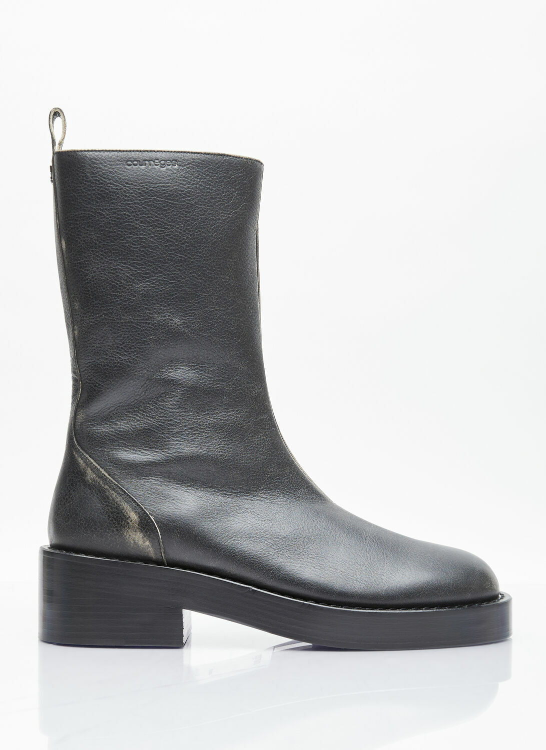 Courrèges Used Leather Zip Ankle Boots