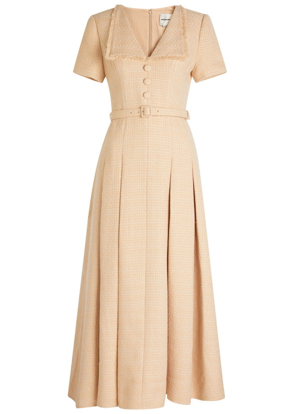 Photo: Roland Mouret Belted Bouclé Maxi Dress Cream