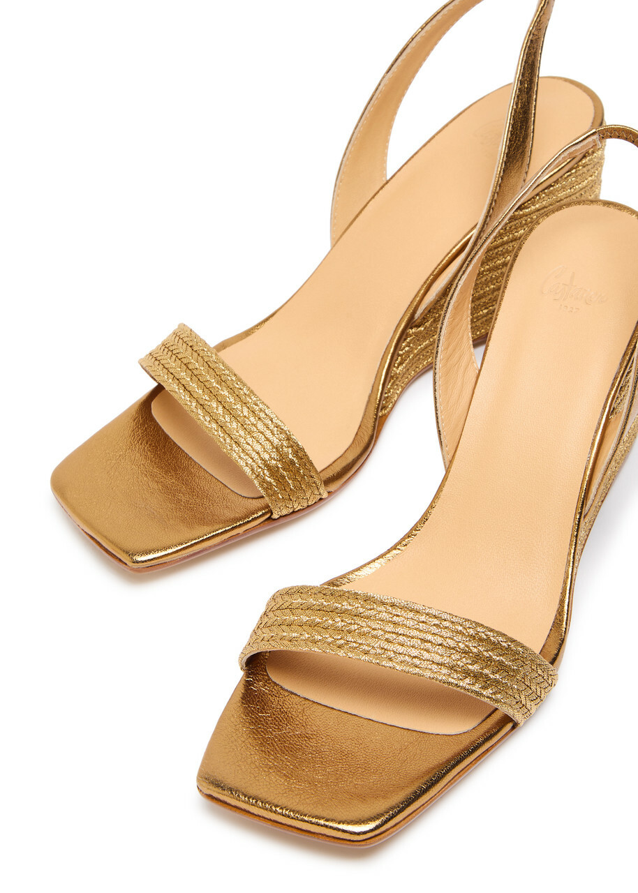 Castañer Barby Metallic Braided Wedge Espadrilles Gold