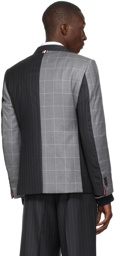 Thom Browne Grey Wool Pinstripe Fun Mix Classic Sport Coat Blazer